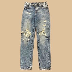 Acid-Washed Ripped Jeans Vintage | Color: Blue | Size: Women’s XS